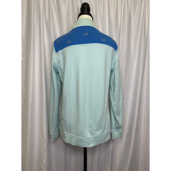 Vineyard Vines Women’s Whale Quarter-Zip Pullover Mint Blue Size M - Picture 2 of 9